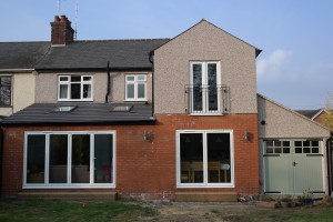 Rear of house after double storey side and rear extension completed